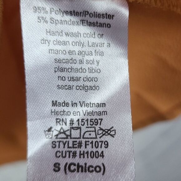 Women's Crochet Lace Mesh Short Sleeve Keyhole Mustard Yellow Crepe Blouse Top S - Picture 4 of 8